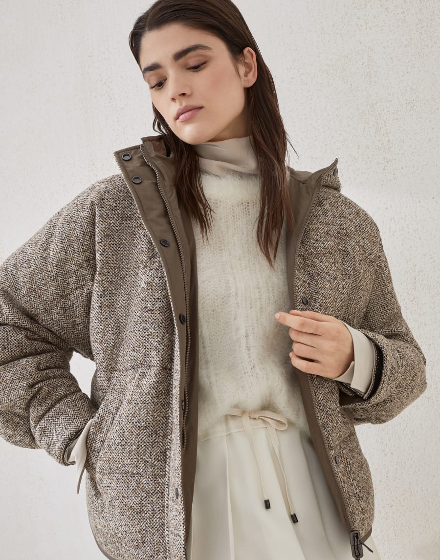 杂色斑点雪佛龙羽绒服 绳子 女款 - Brunello Cucinelli