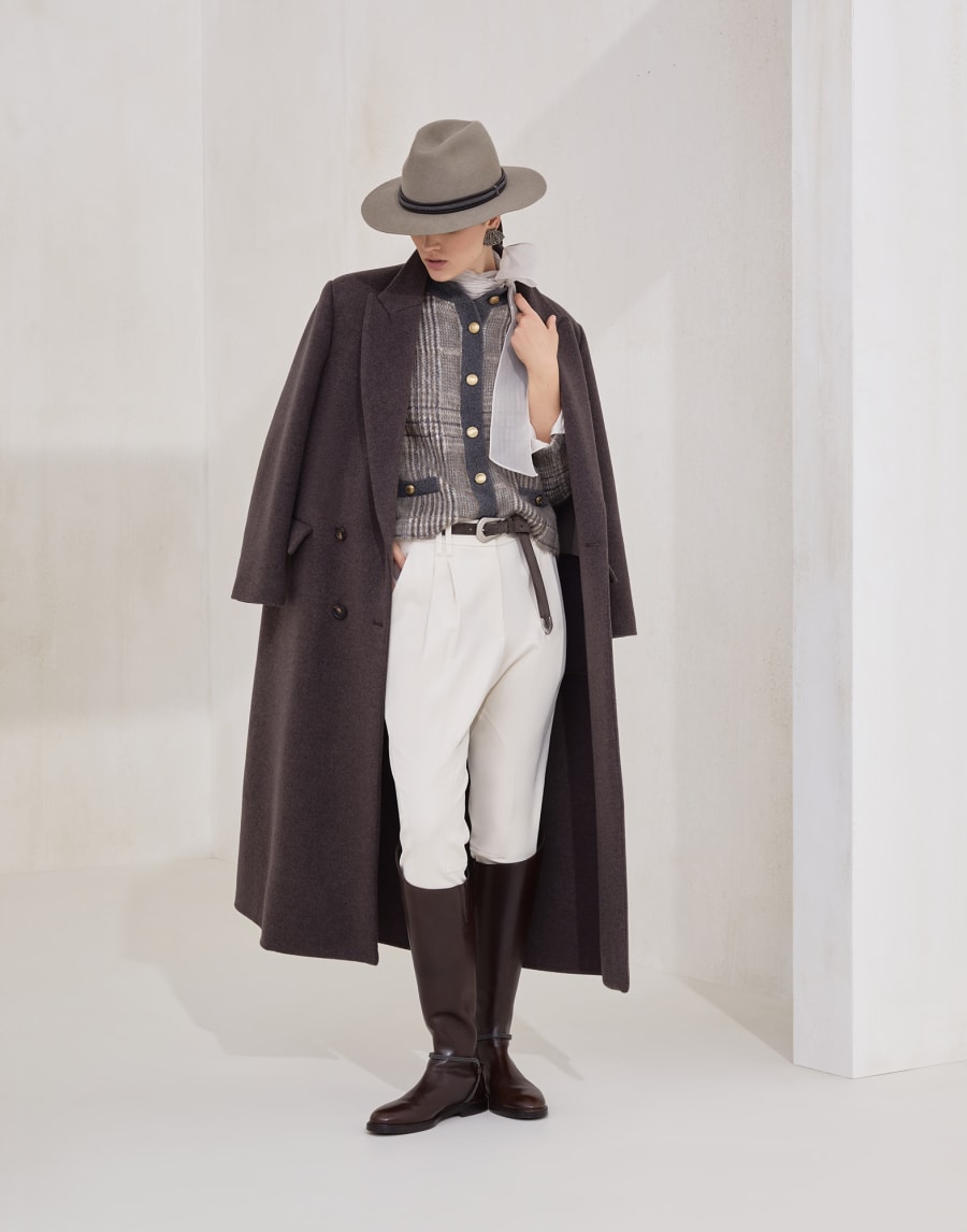 Blusa con Lavallière y Monile Beige Seda Mujer - Brunello Cucinelli