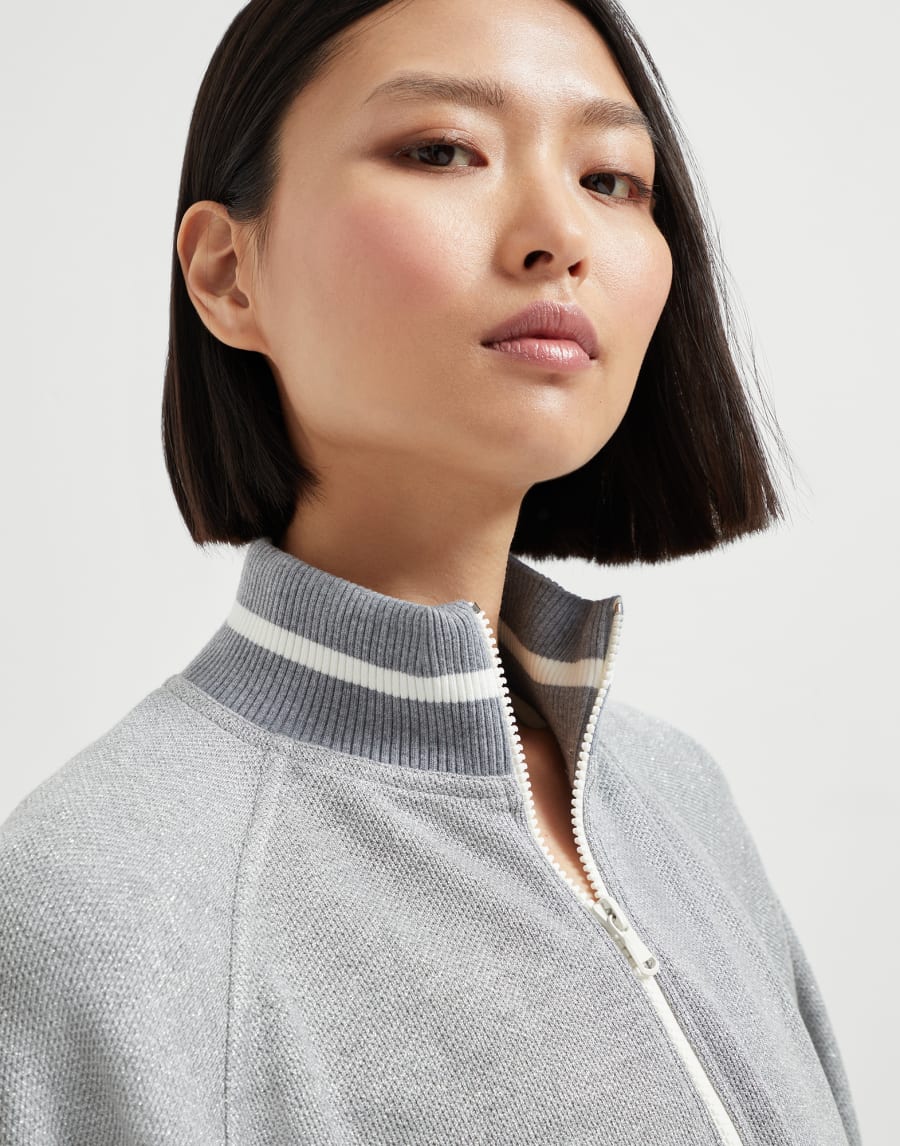 Sparkling piqué sweatshirt Silver Woman - Brunello Cucinelli