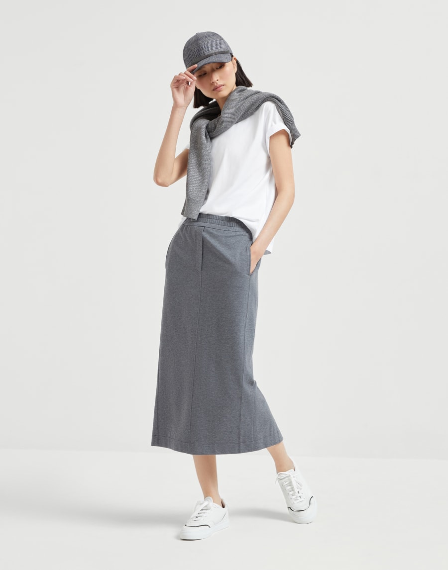 T-Shirt mit Precious Faux Layering Weiß Damen - Brunello Cucinelli