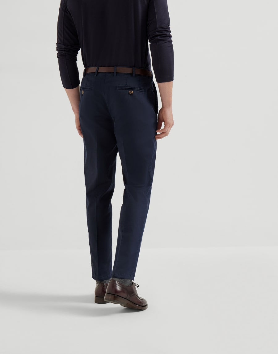 Pantalon en gabardine teint en pièce Bleu Marine Homme - Brunello Cucinelli
