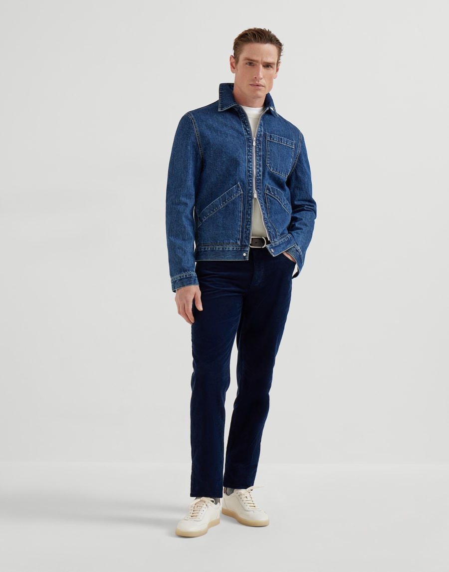 Corduroy trousers Navy Blue Man - Brunello Cucinelli