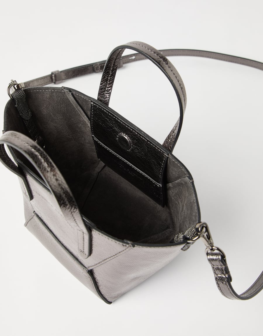 Lamé calfskin BC Duo mini bag Silver Woman - Brunello Cucinelli