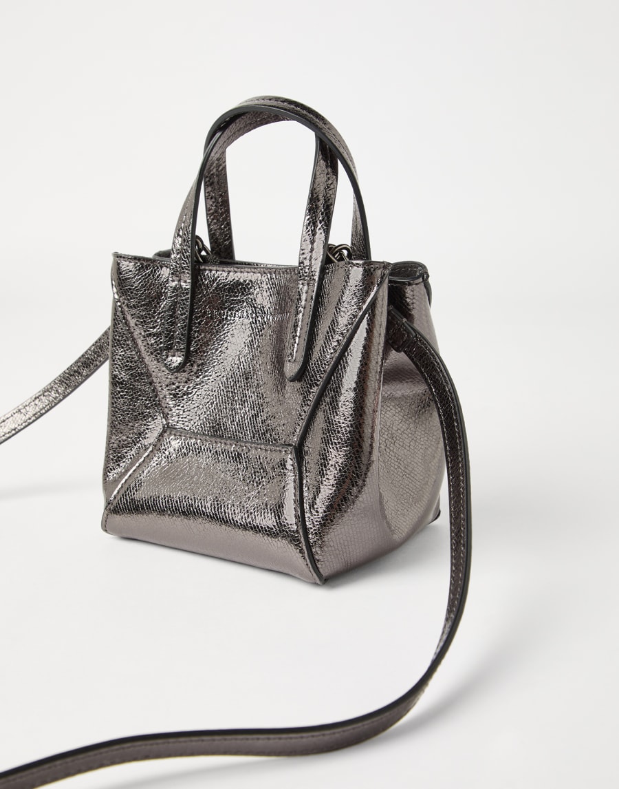 Lamé calfskin BC Duo mini bag Silver Woman - Brunello Cucinelli