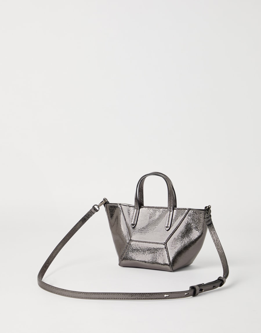 Lamé calfskin BC Duo mini bag Silver Woman - Brunello Cucinelli