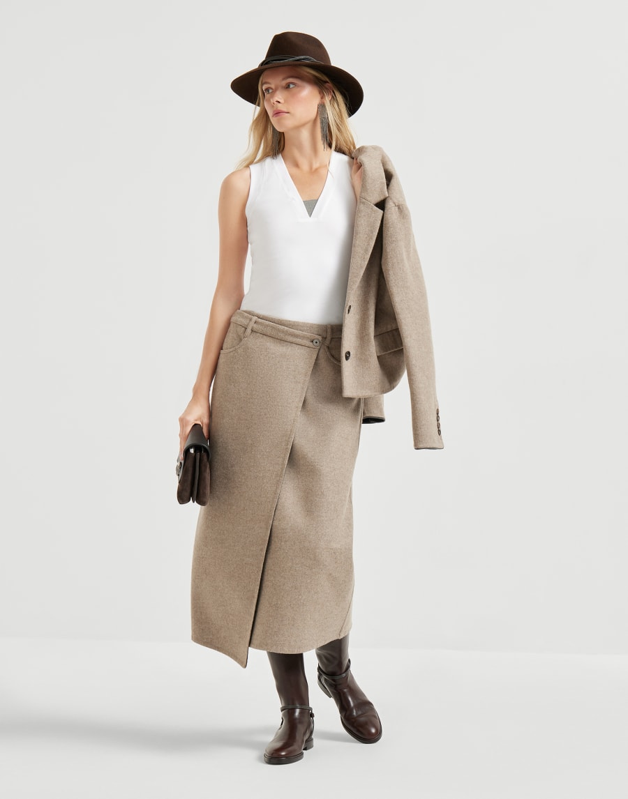 Top de jersey canalé Blanco Mujer - Brunello Cucinelli