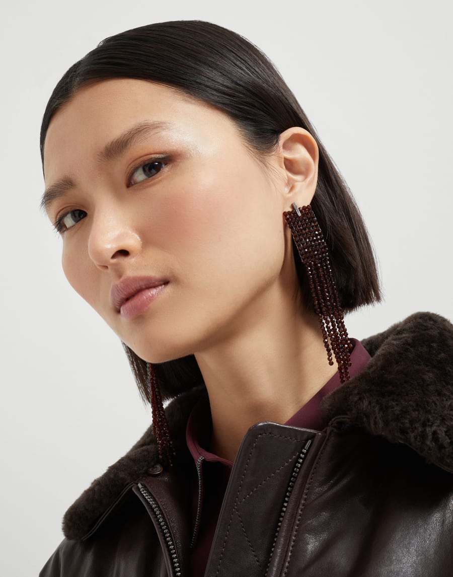 Frayed earrings in Vetro Chocolate Woman - Brunello Cucinelli