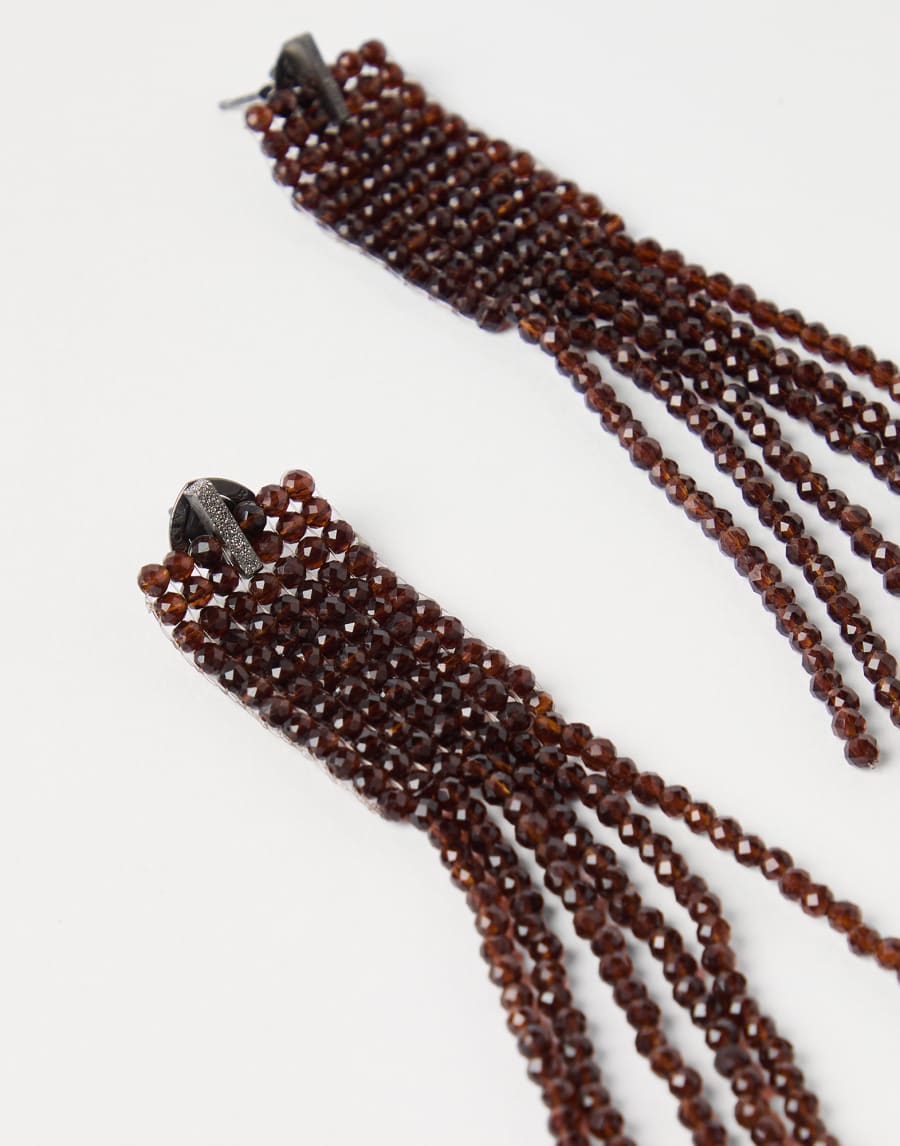 Frayed earrings in Vetro Chocolate Woman - Brunello Cucinelli