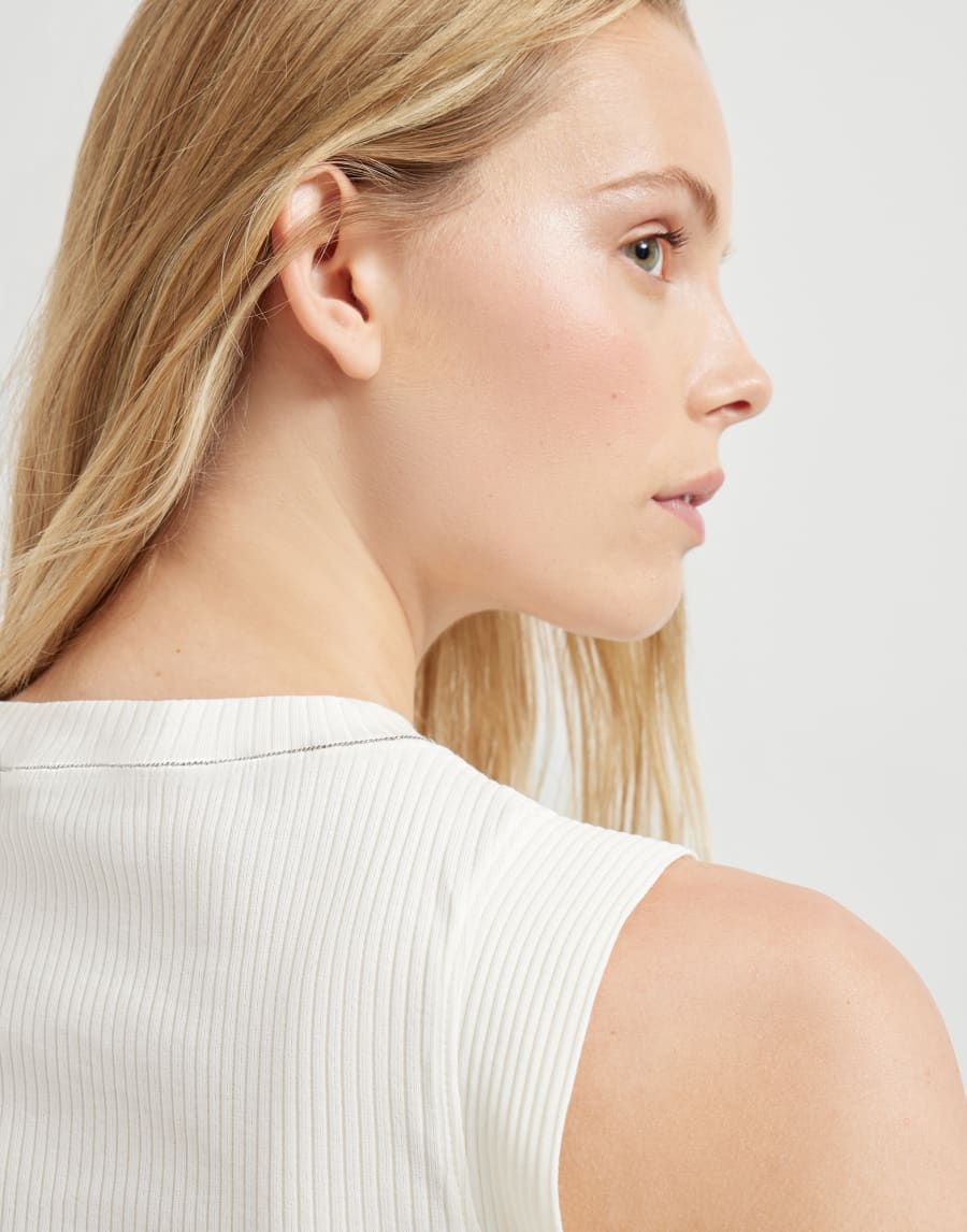 Top aus Rippenjersey Elfenbein Damen - Brunello Cucinelli