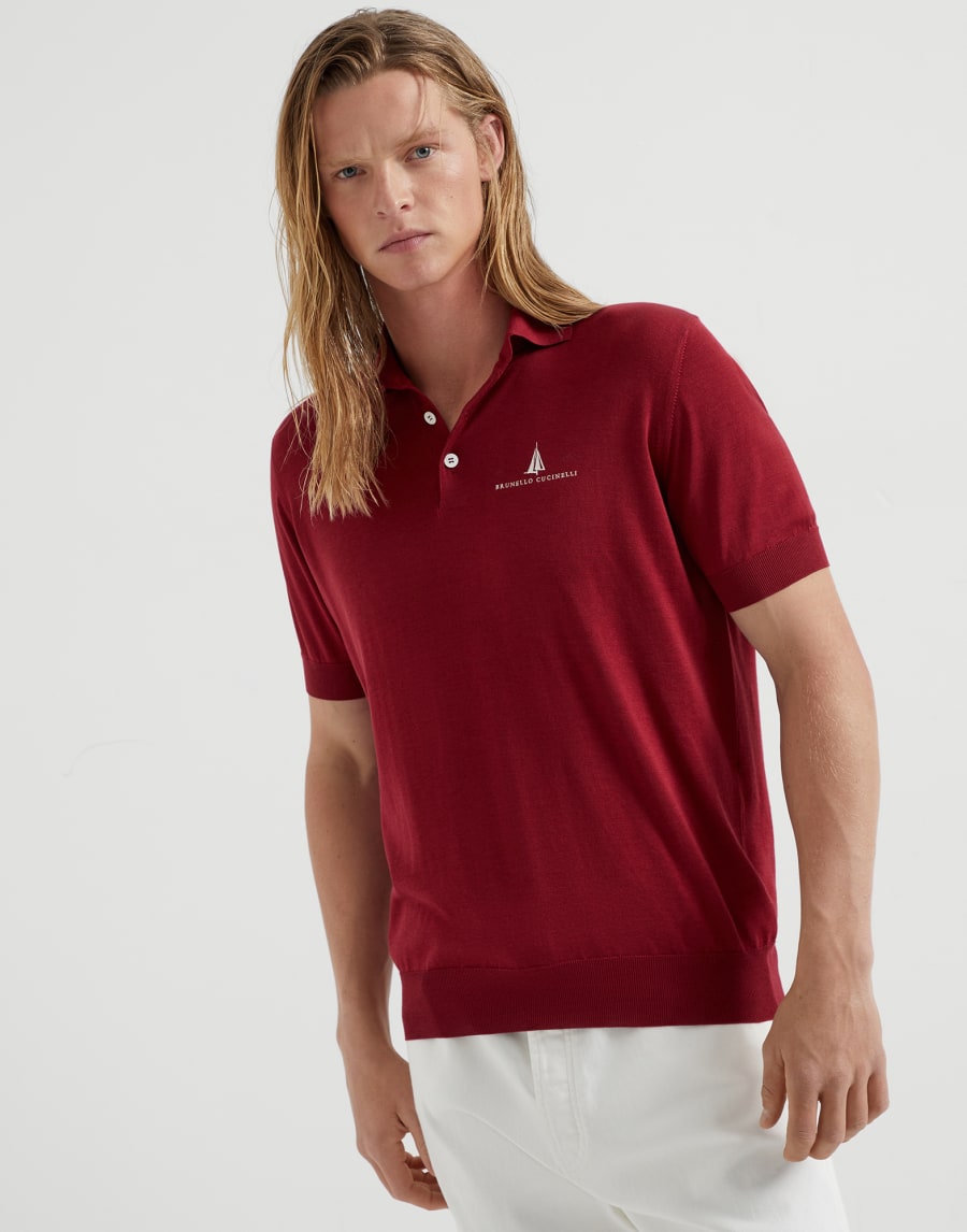 Lightweight knit polo shirt Cherry Man - Brunello Cucinelli