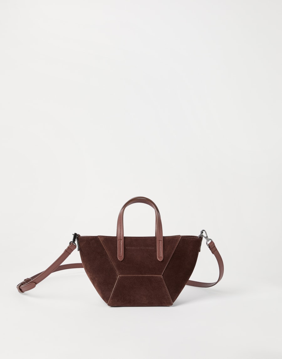 Сумка BC Duo мини из замши Бургунди Женщина - Brunello Cucinelli