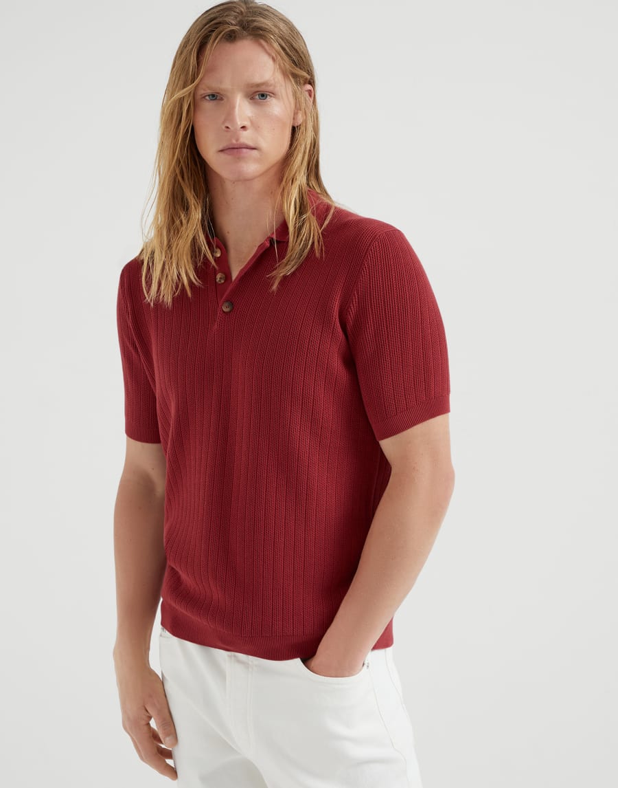 Wide rib polo Cherry Man - Brunello Cucinelli
