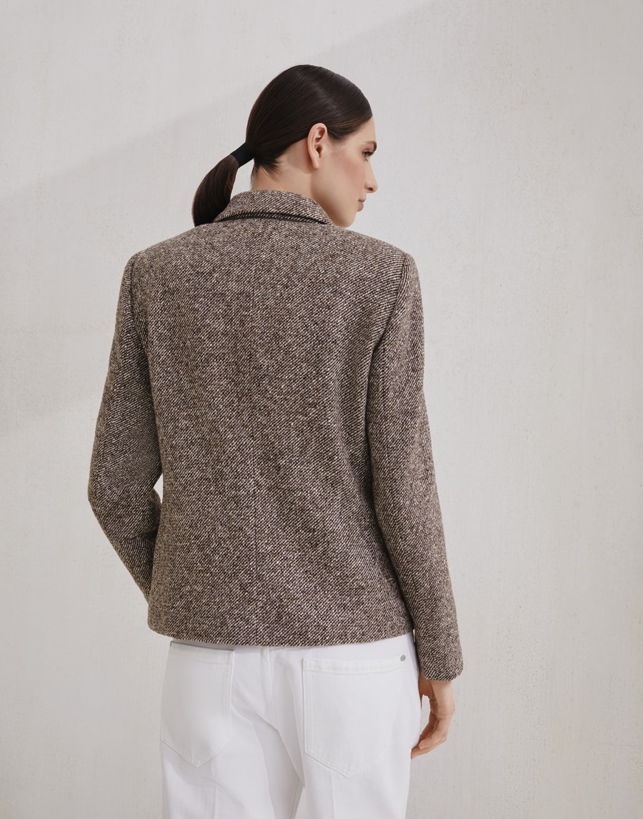 Mélange diagonal blazer Brown Woman - Brunello Cucinelli