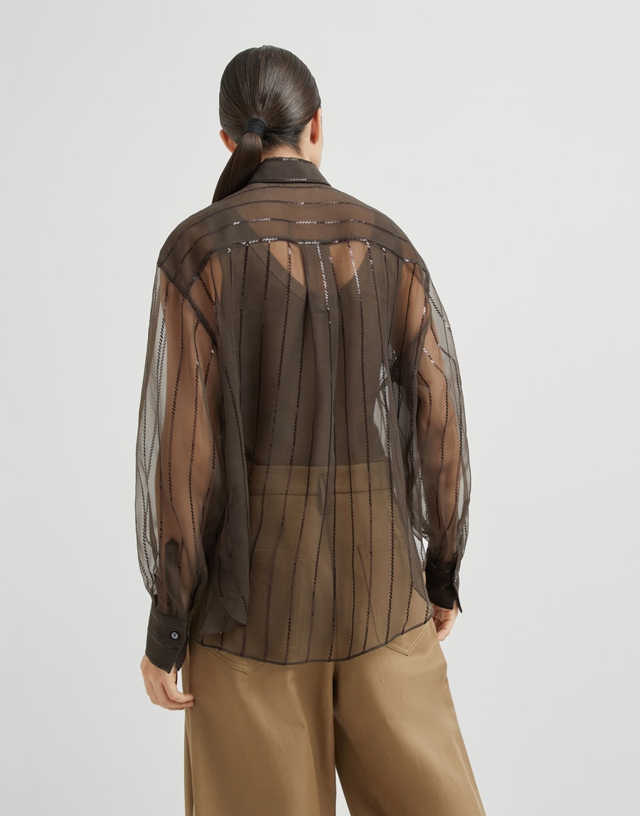 Dazzling Embroidery shirt Cocoa Woman - Brunello Cucinelli