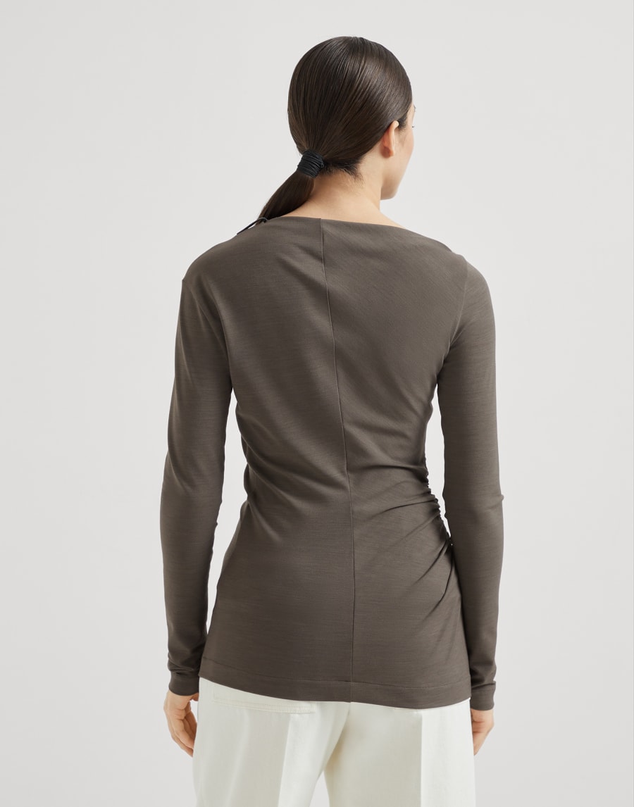 Ruched-T-Shirt mit Monili Schlammbraun Damen - Brunello Cucinelli