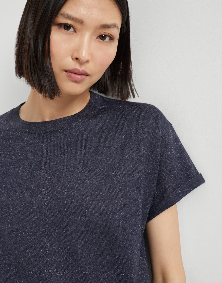 Cashmere and silk lightweight sweater Navy Blue Woman - Brunello Cucinelli