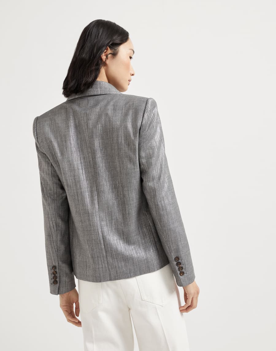 Sparkling twill blazer Silver Woman - Brunello Cucinelli