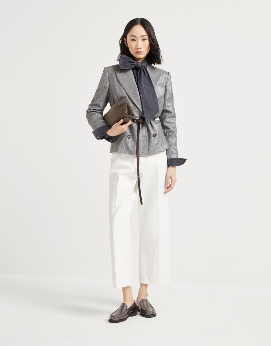 Sparkling twill blazer Silver Woman - Brunello Cucinelli