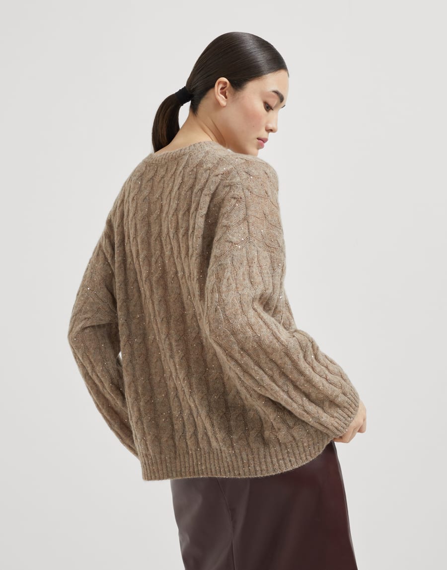 Dazzling cable sweatshirt Hazelnut Woman - Brunello Cucinelli