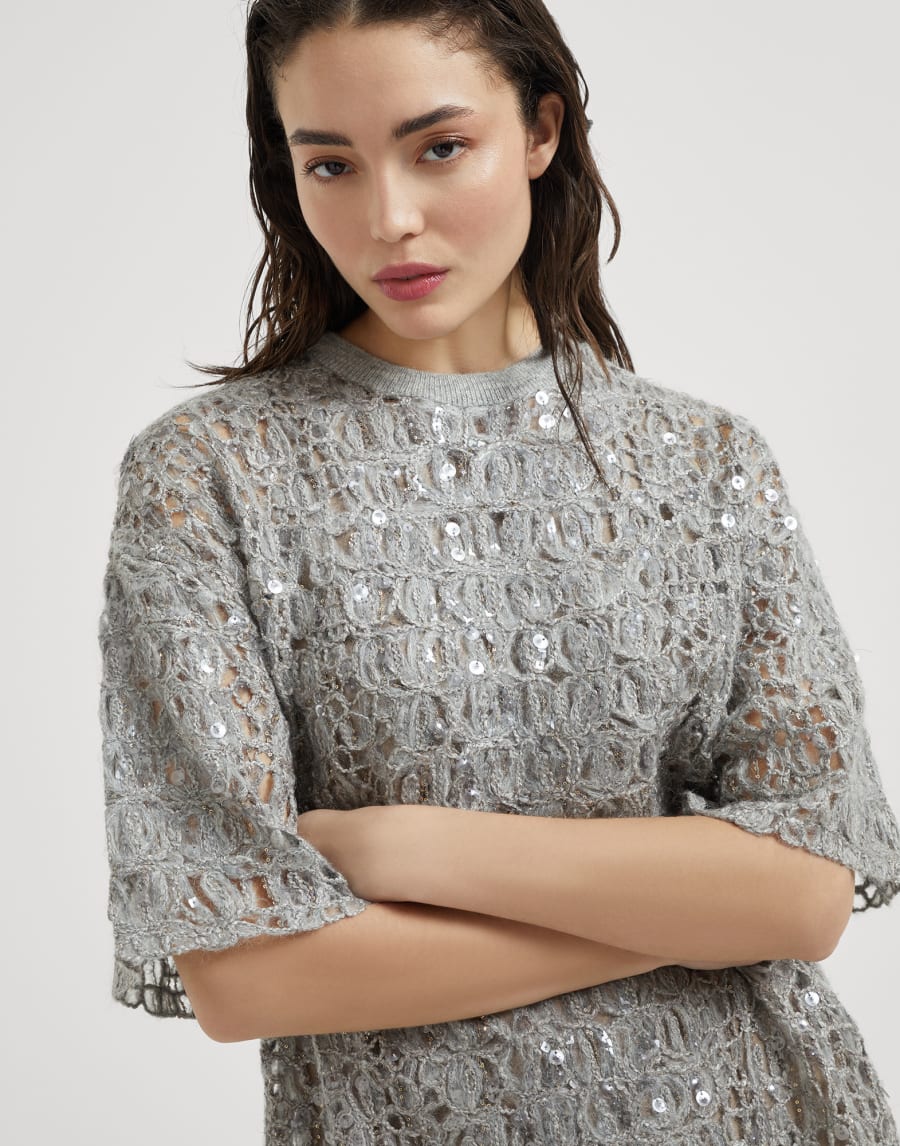 Dazzling croc embroidery dress Light Grey Woman - Brunello Cucinelli