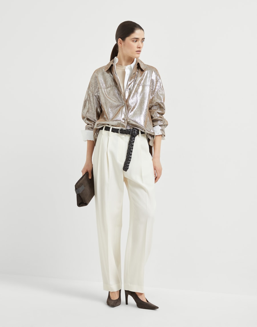 Sparkling jersey T-shirt Sand Woman - Brunello Cucinelli