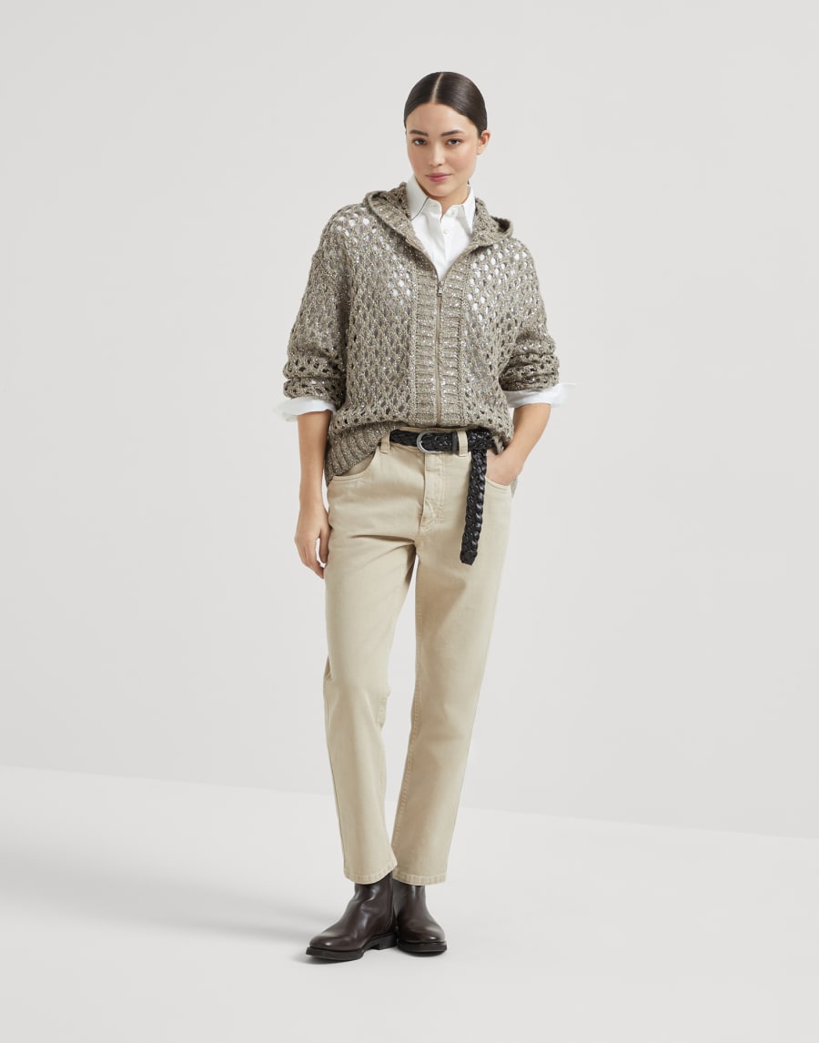 Dazzling Net cardigan Warm Beige Woman - Brunello Cucinelli