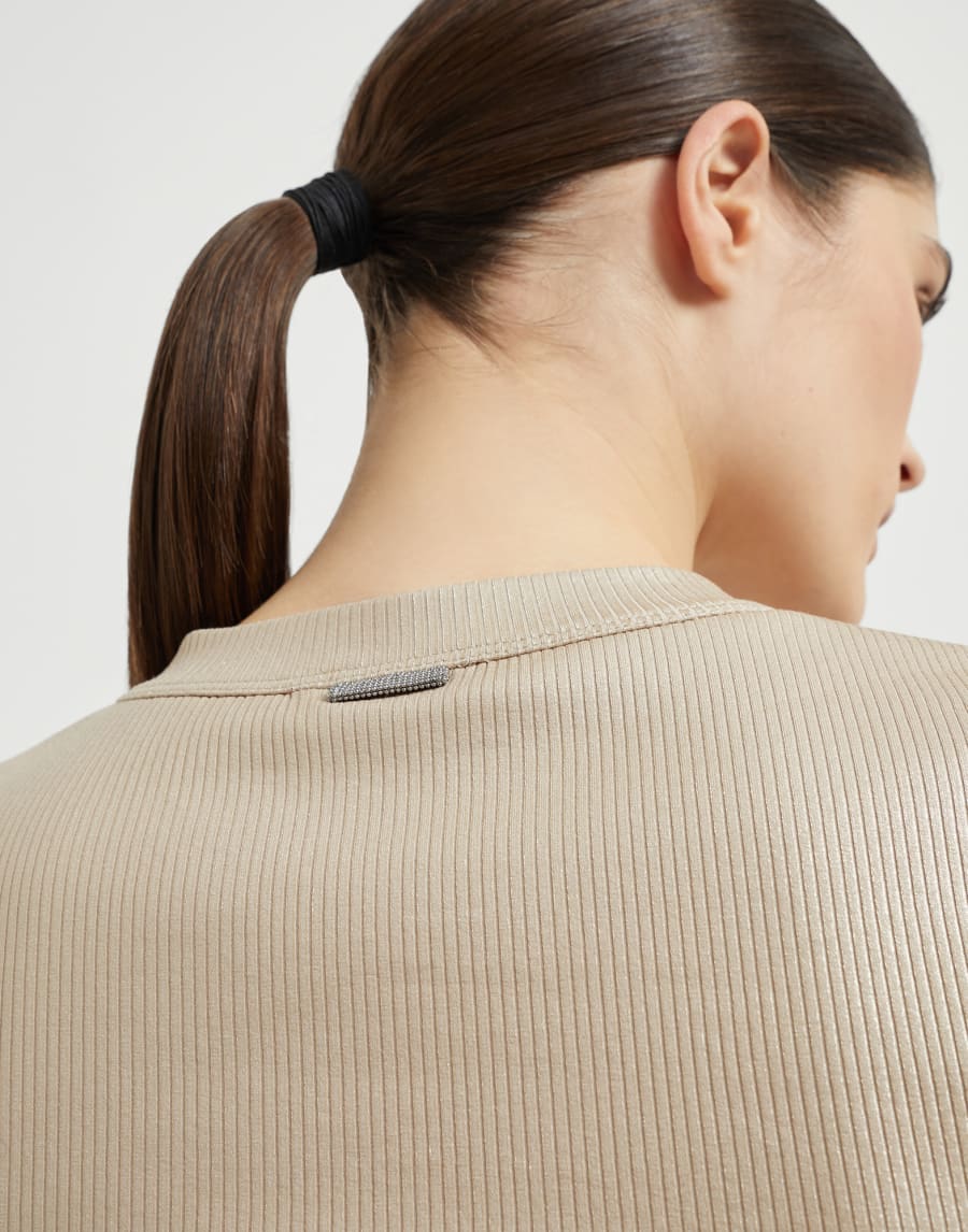 Sparkling jersey T-shirt Sand Woman - Brunello Cucinelli