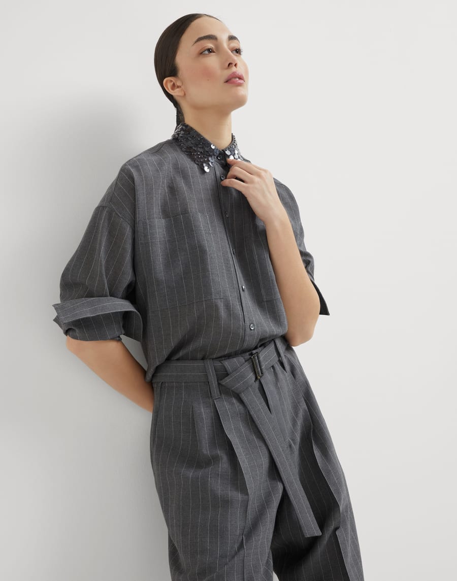 Shirt with swing drops collar Lead Woman - Brunello Cucinelli