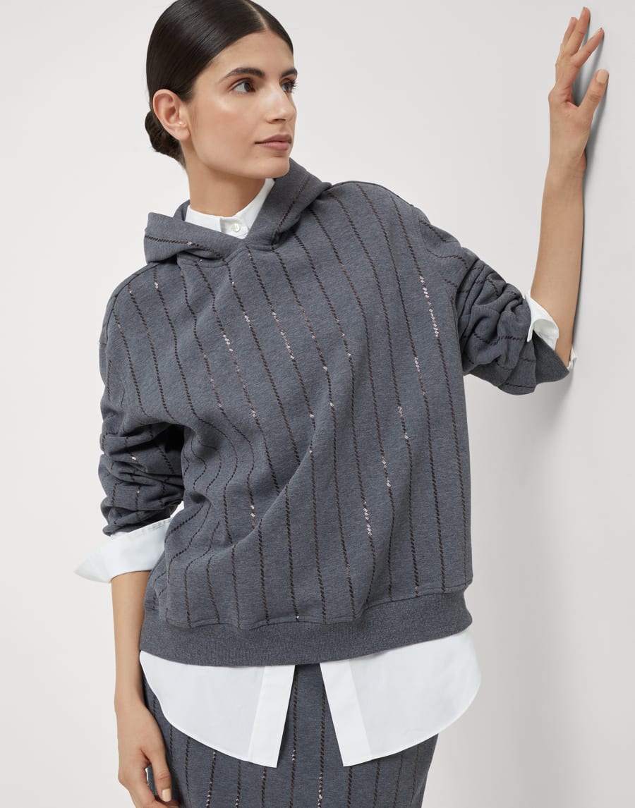 Толстовка Dazzling Embroidery Свинцовый Женщина - Brunello Cucinelli