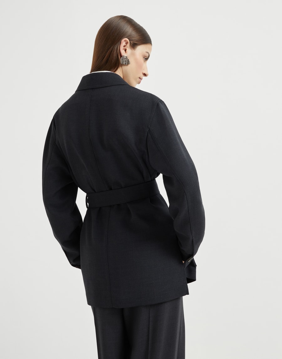 Fluid twill blazer Lignite Grey Woman - Brunello Cucinelli