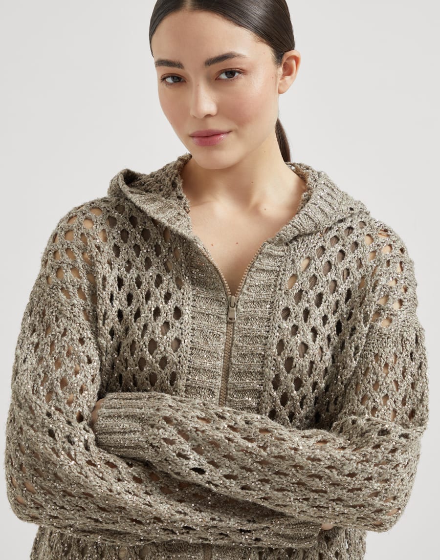 Dazzling Net cardigan Warm Beige Woman - Brunello Cucinelli