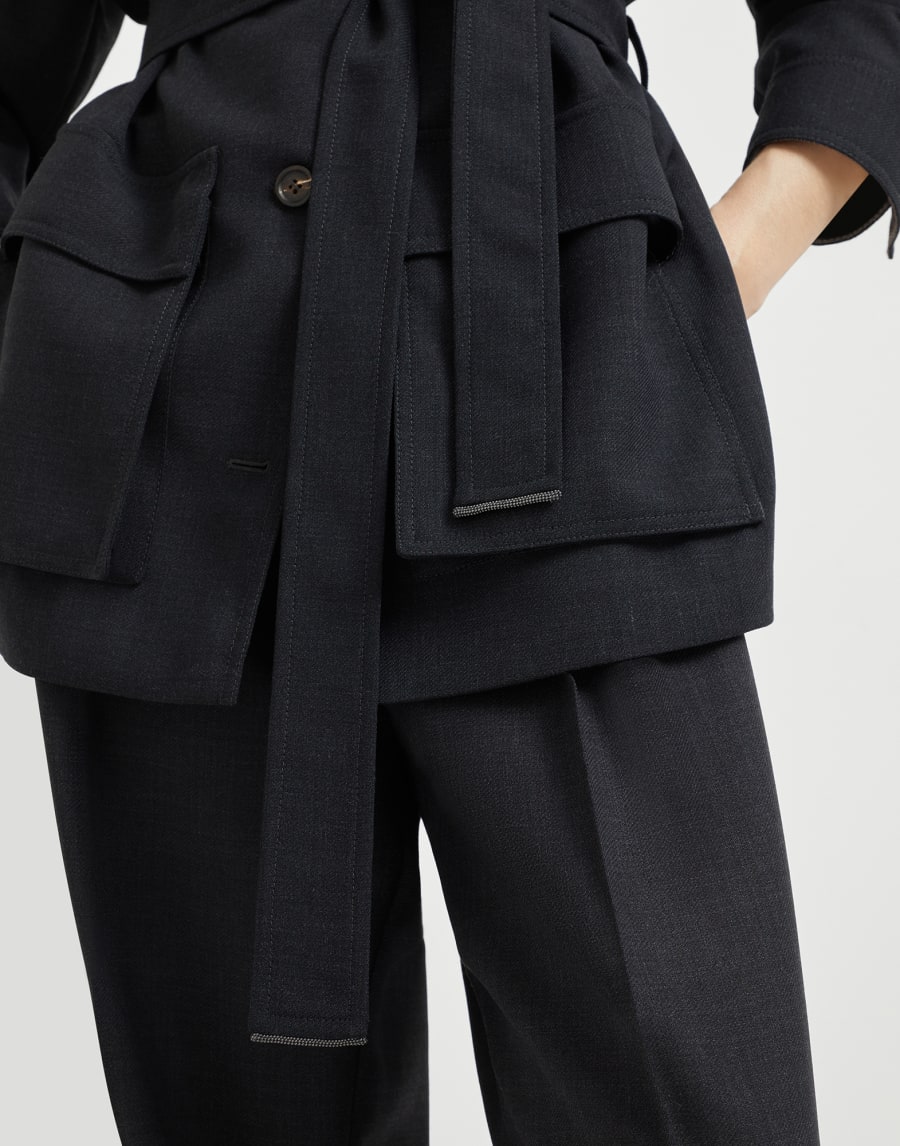 Fluid twill blazer Lignite Grey Woman - Brunello Cucinelli