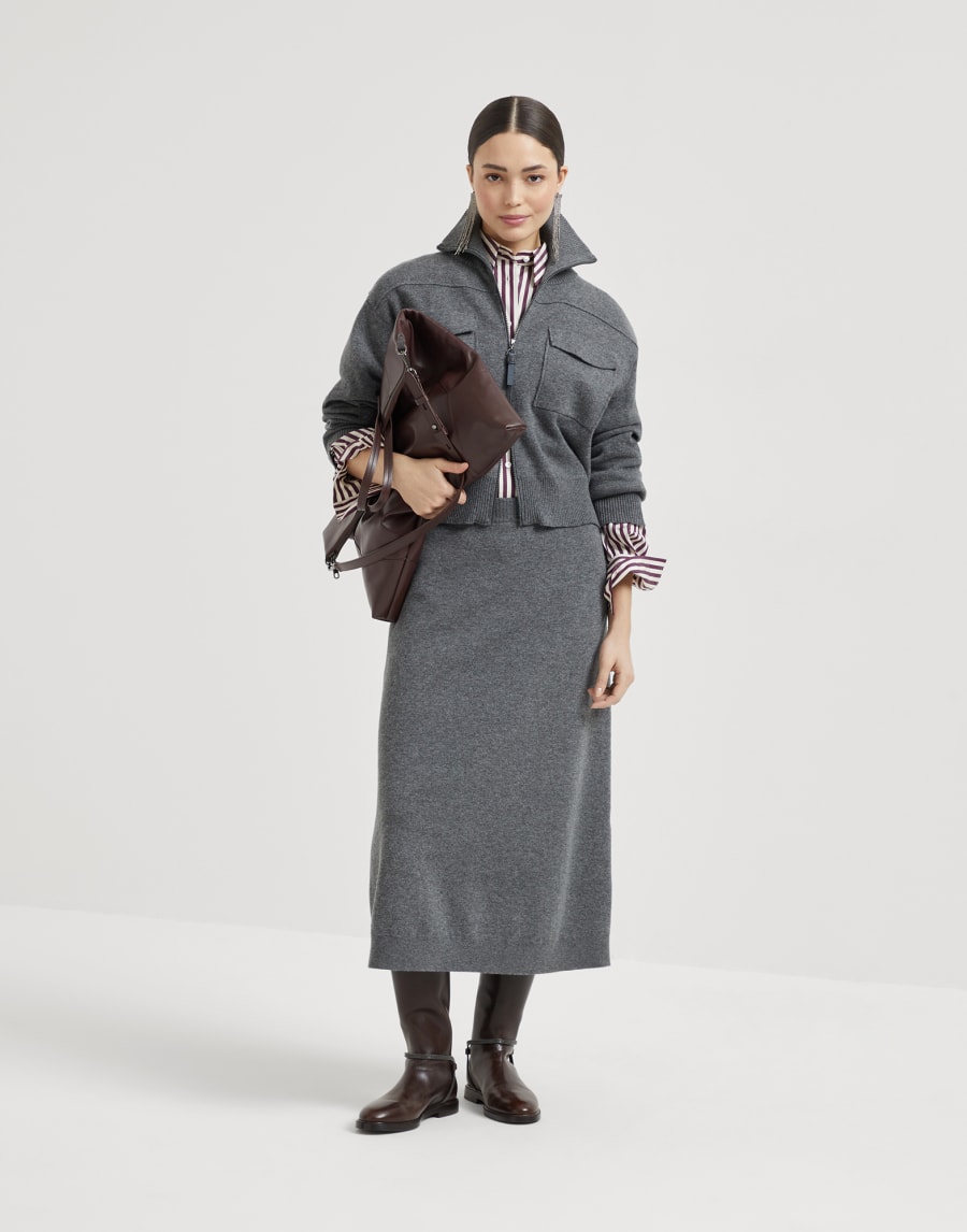 ダブルニット ミディスカート ガンメタルグレー レディース - Brunello Cucinelli