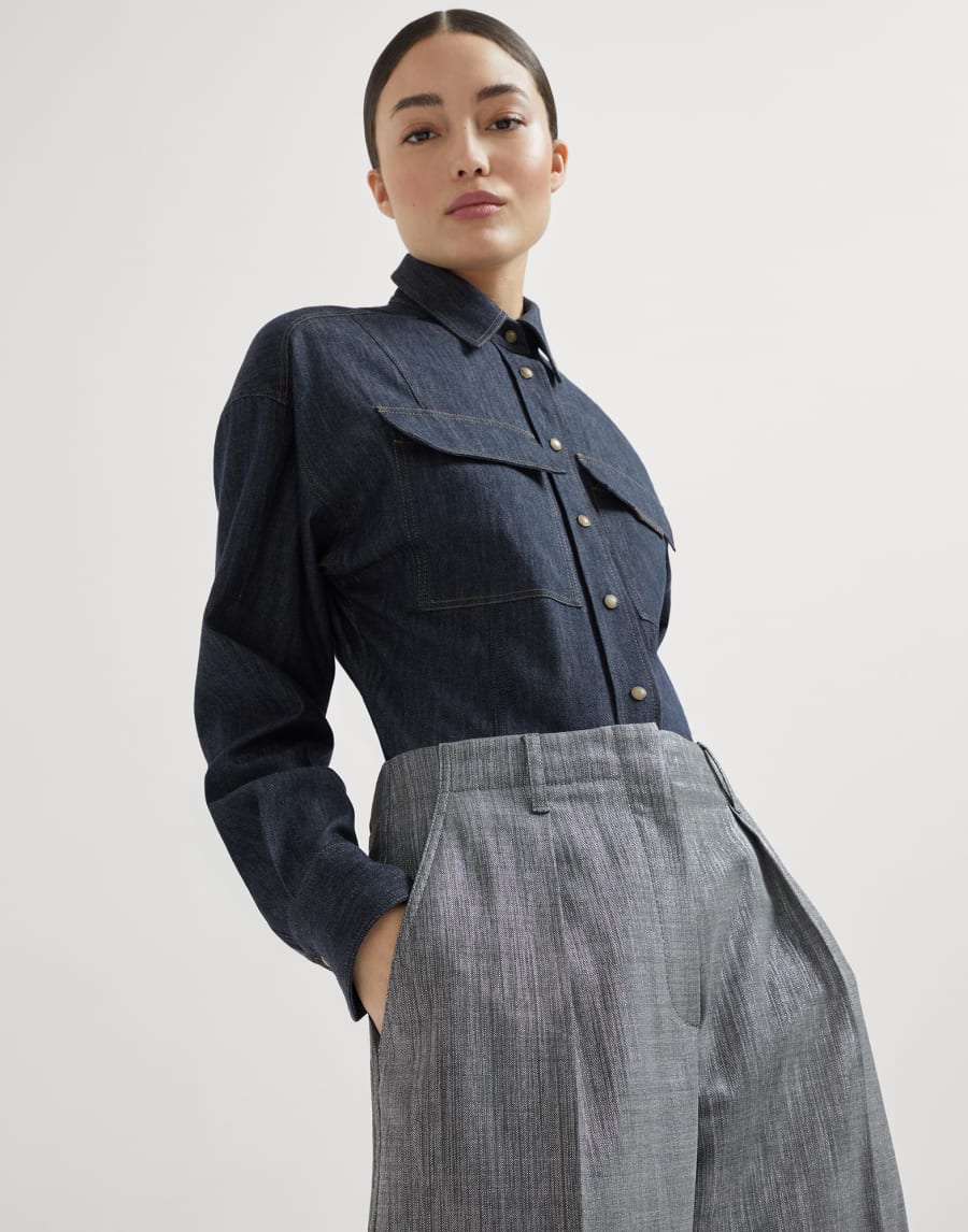 Sparkling twill trousers Silver Woman - Brunello Cucinelli