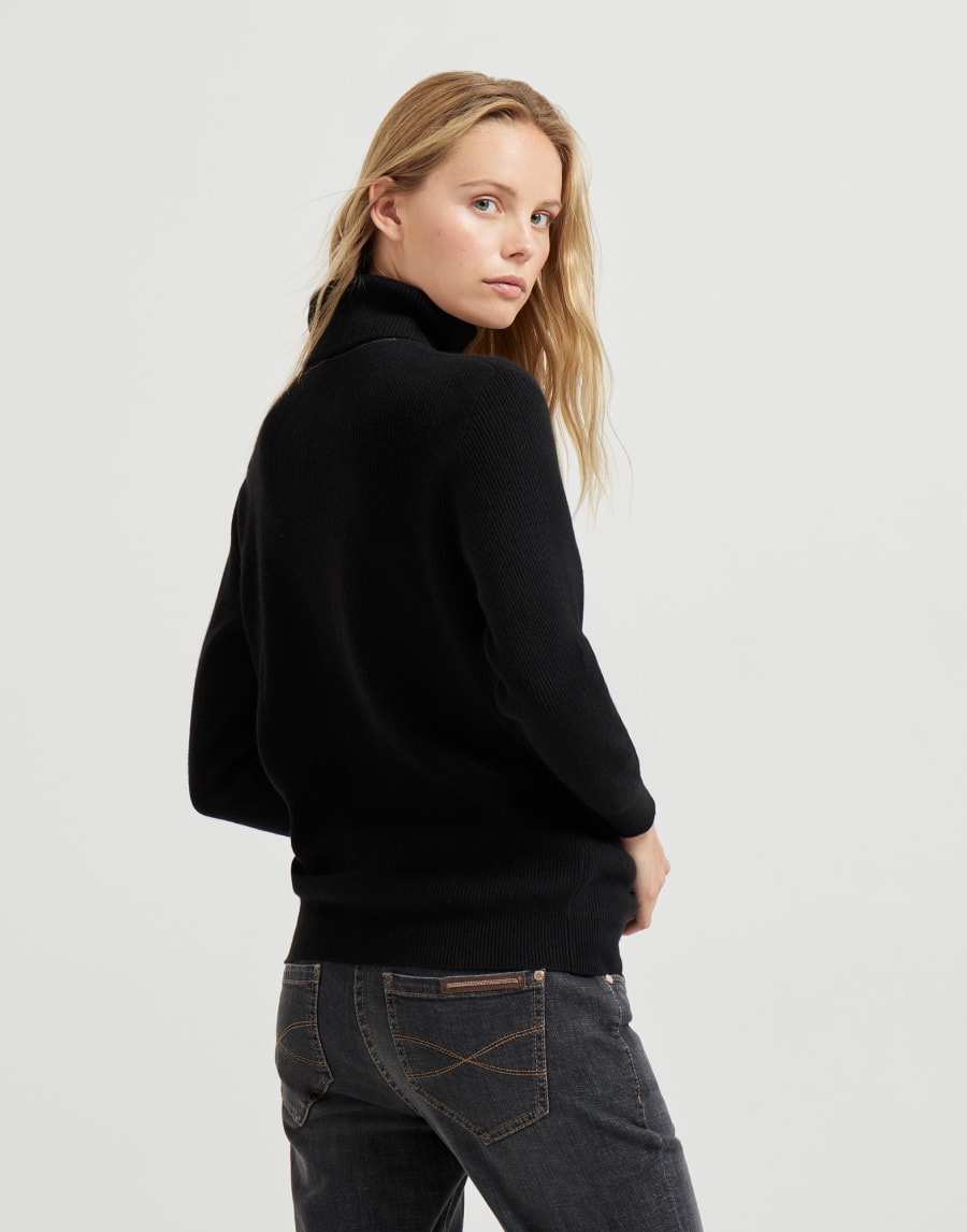 Cashmere English rib sweater Black Woman - Brunello Cucinelli