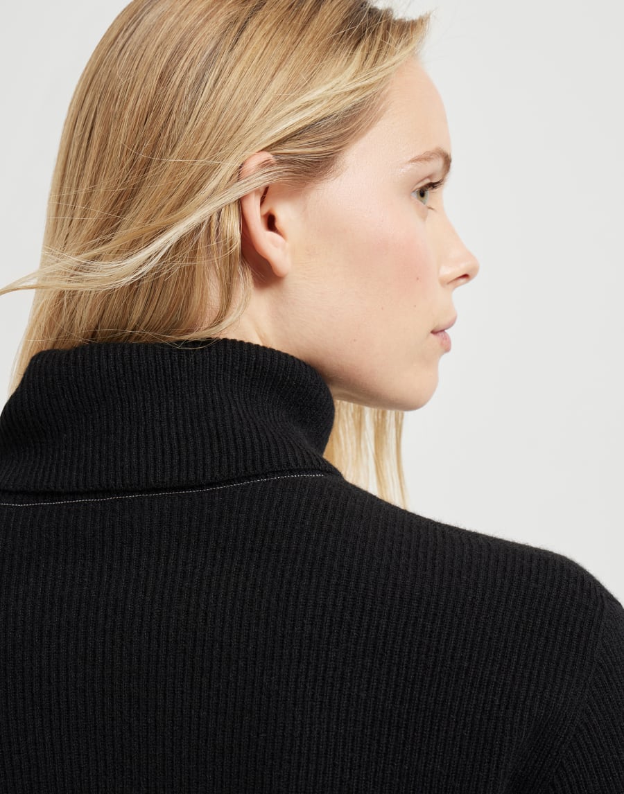 Cashmere English rib sweater Black Woman - Brunello Cucinelli