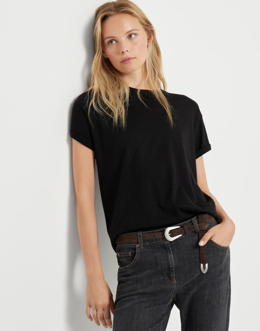 Pull léger en cachemire et soie Noir Femme - Brunello Cucinelli
