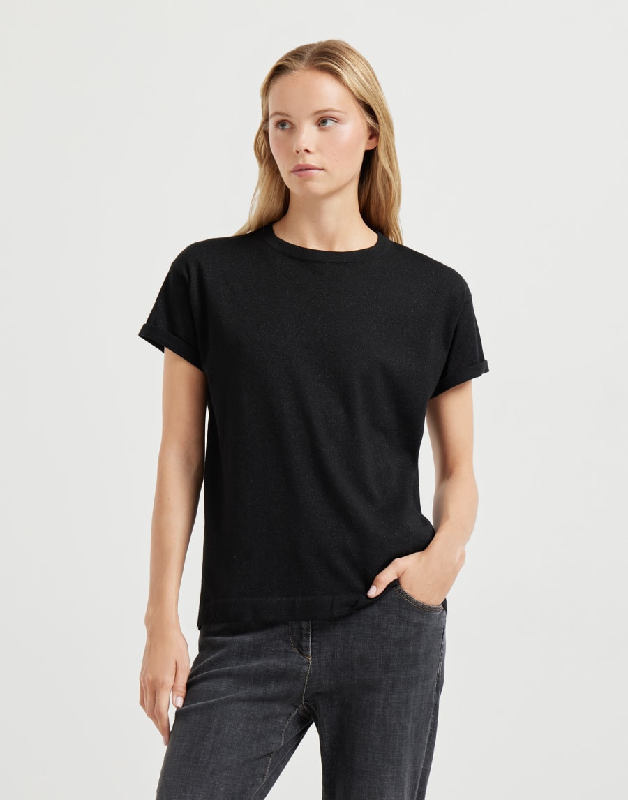 Pull léger en cachemire et soie Noir Femme - Brunello Cucinelli
