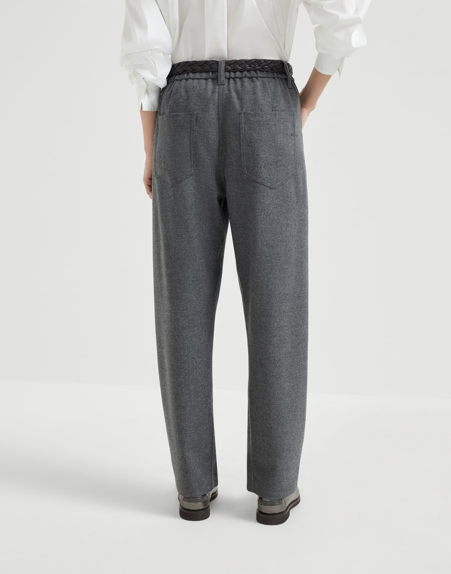 Брюки Baggy из твиловой фланели Свинцовый Женщина - Brunello Cucinelli
