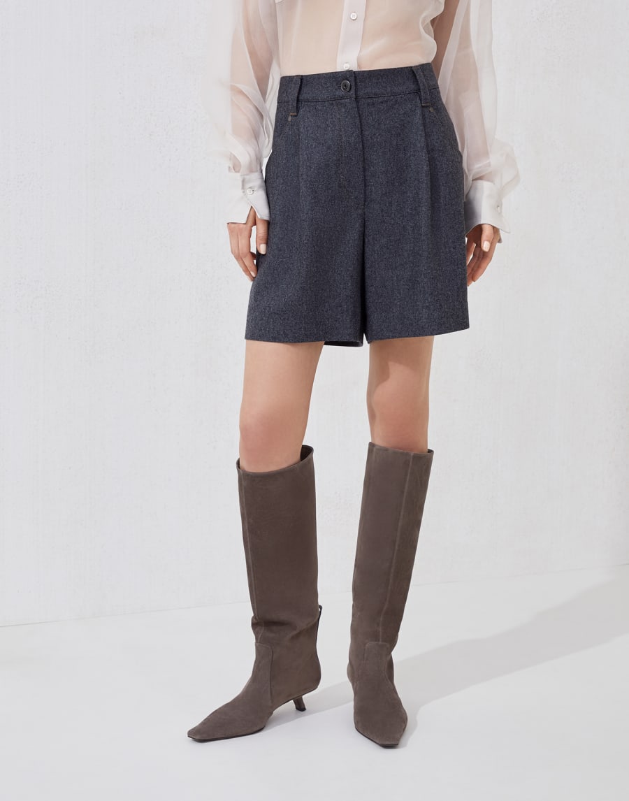 Shorts Baggy con Monile Plomo Mujer - Brunello Cucinelli