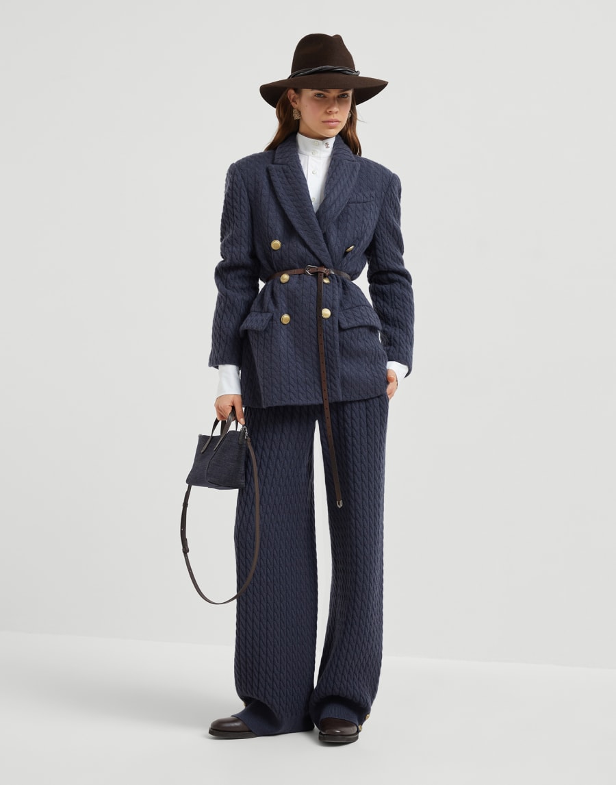 Cashmere knit trousers Blue Woman - Brunello Cucinelli