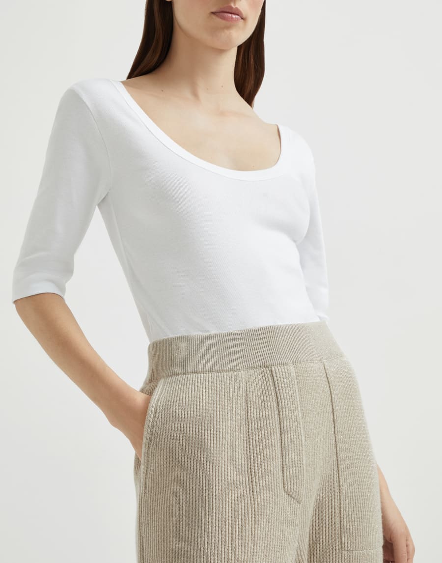 Cashmere knit trousers Cool Beige Woman - Brunello Cucinelli