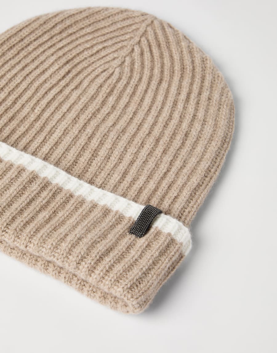 Cashmere rib knit beanie Light Brown Woman - Brunello Cucinelli