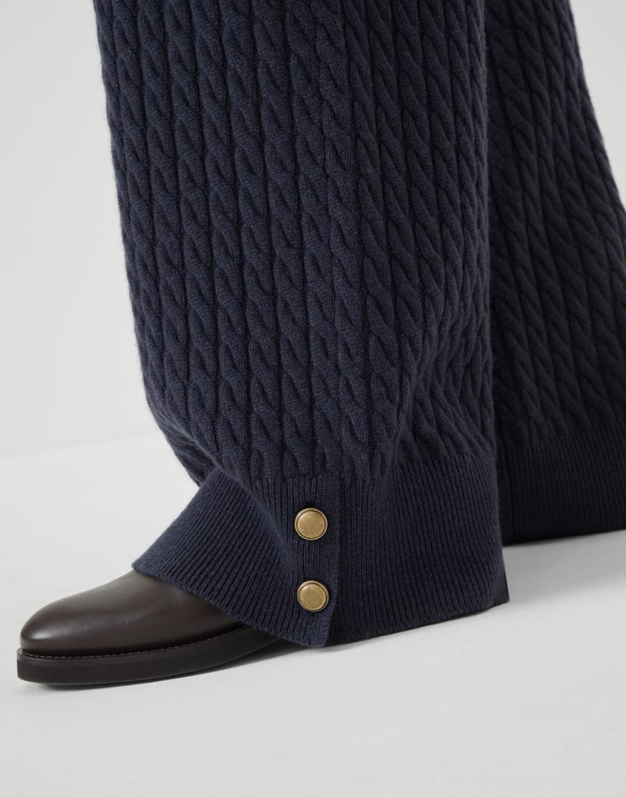 Cashmere knit trousers Blue Woman - Brunello Cucinelli