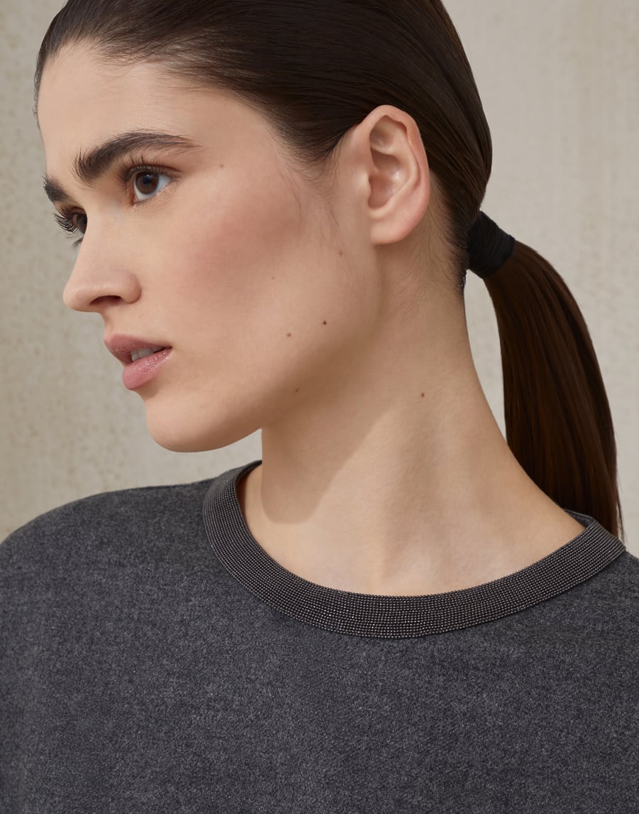 Twill flannel dress with monili Lead Woman - Brunello Cucinelli