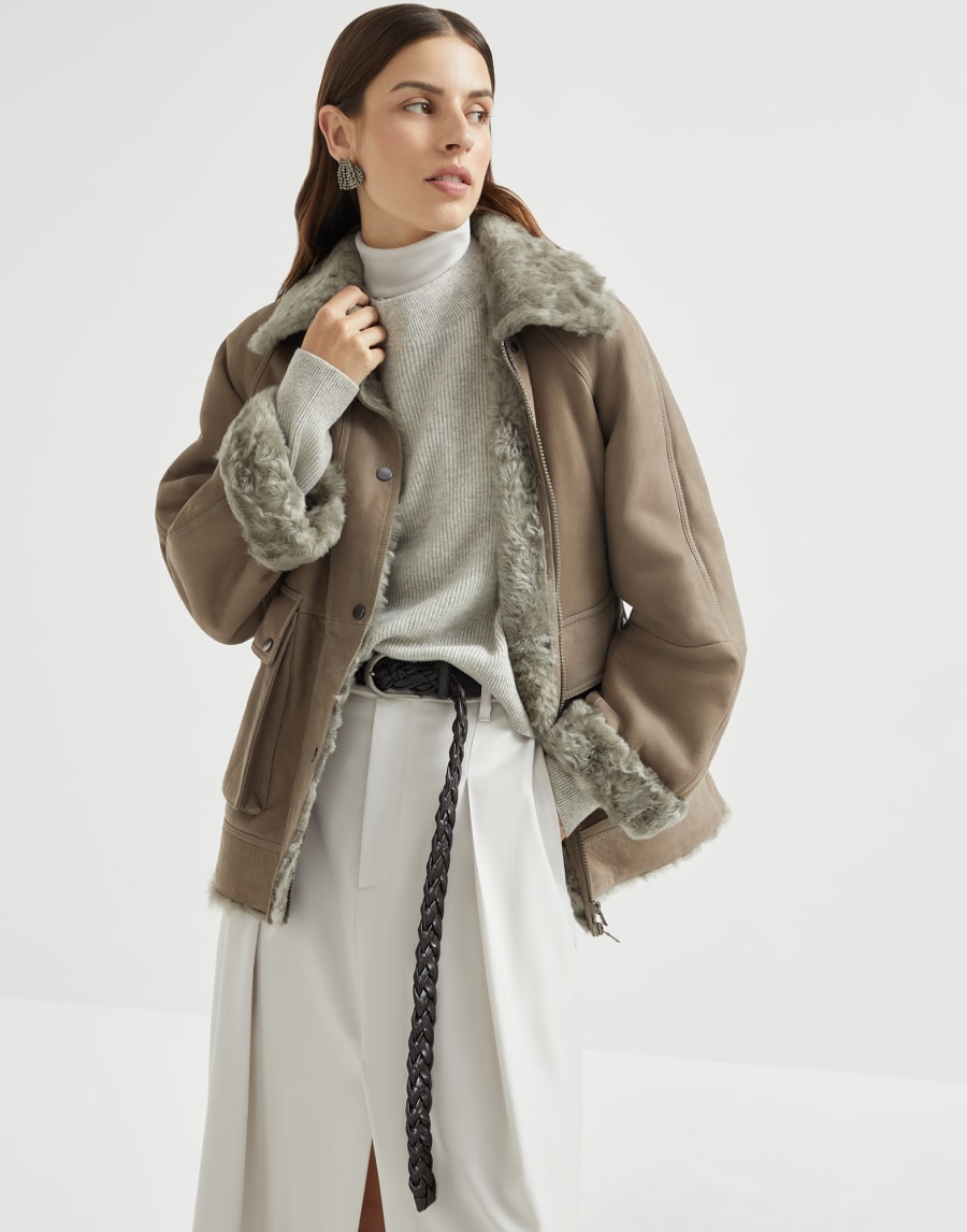 ファジーシアーリング アウターウェア ライトブラウン レディース - Brunello Cucinelli