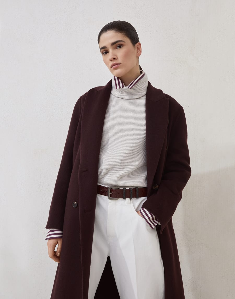 Ремень из тисненой телячьей кожи Glossy Бургунди Женщина - Brunello Cucinelli