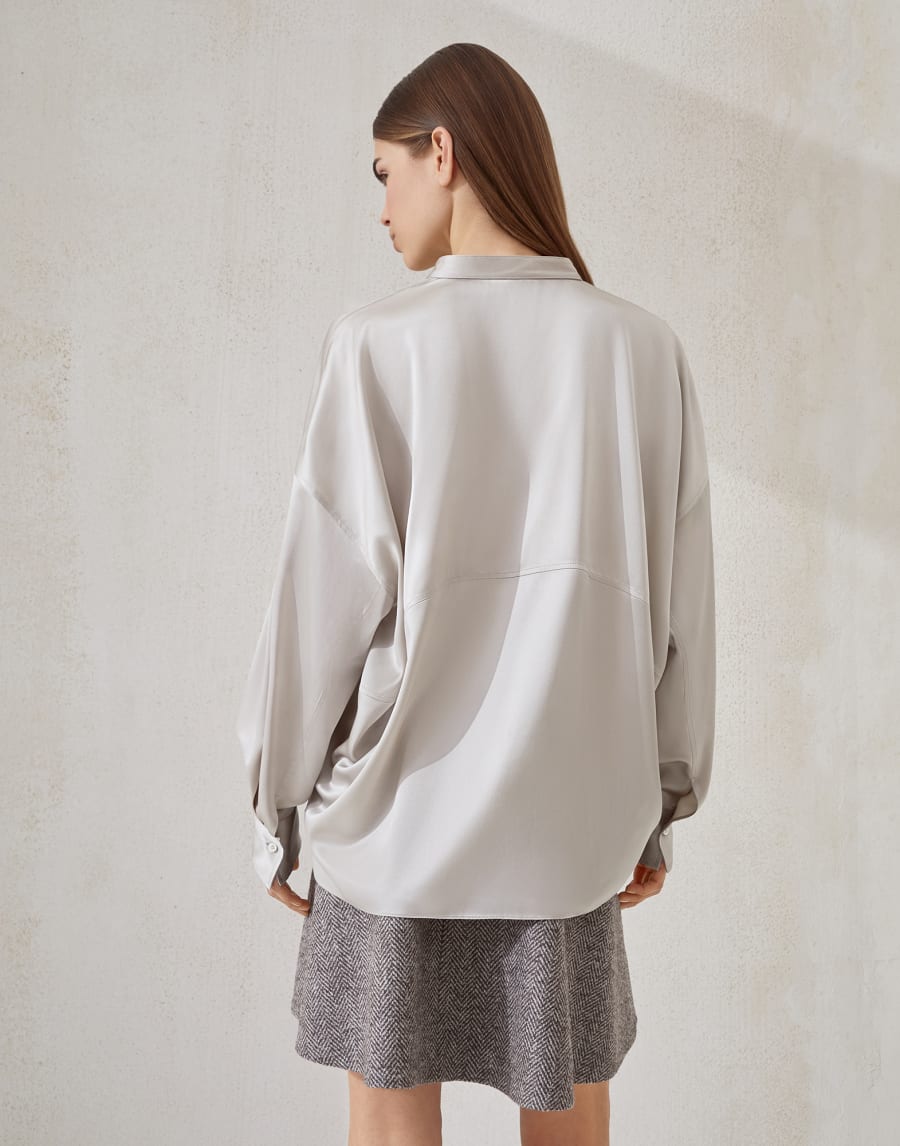 Stretch silk satin blouse Beige Silk Woman - Brunello Cucinelli