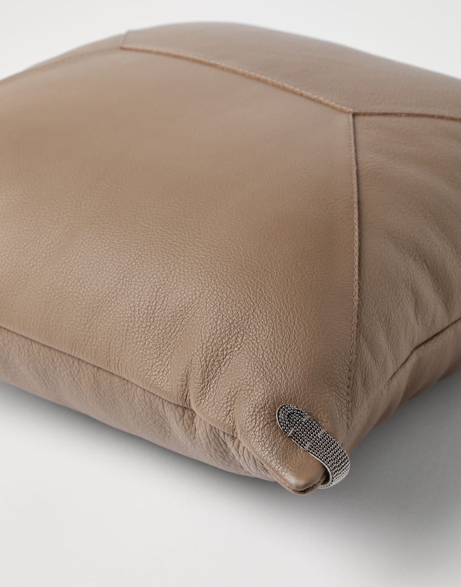 Leather cushion with monili Brown Lifestyle - Brunello Cucinelli