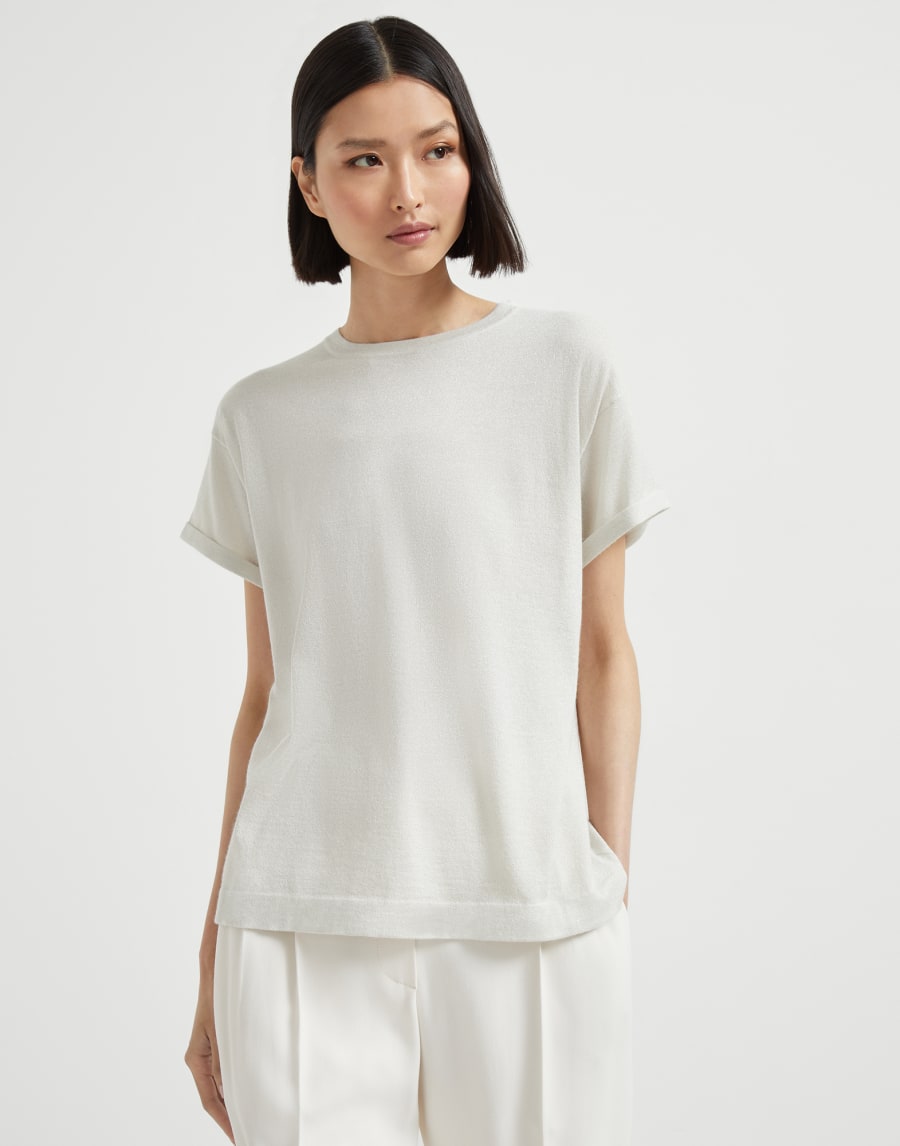 Pull léger en cachemire et soie Blanc Femme - Brunello Cucinelli